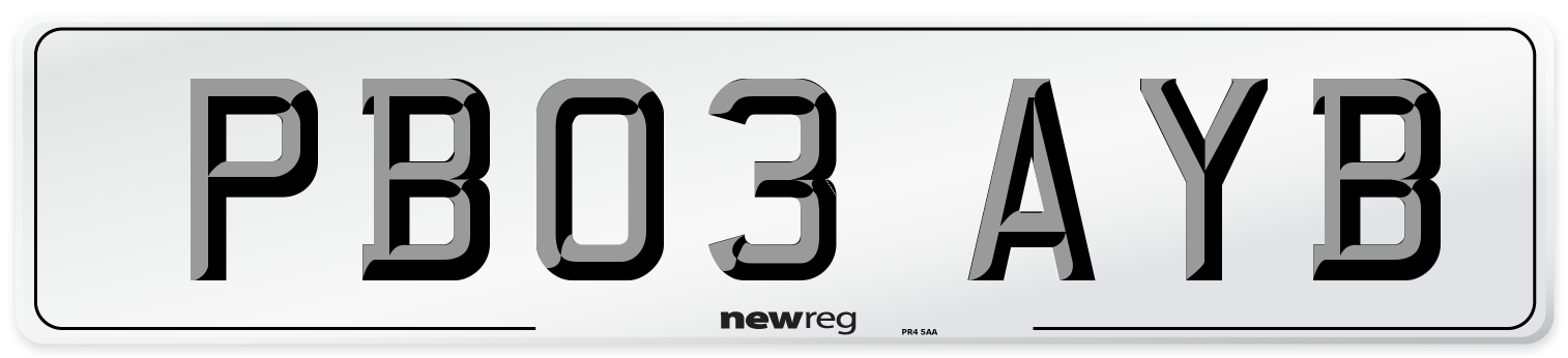 PB03 AYB Number Plate from New Reg